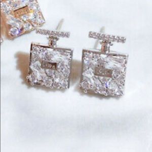 New Sterling silver diamond earrings